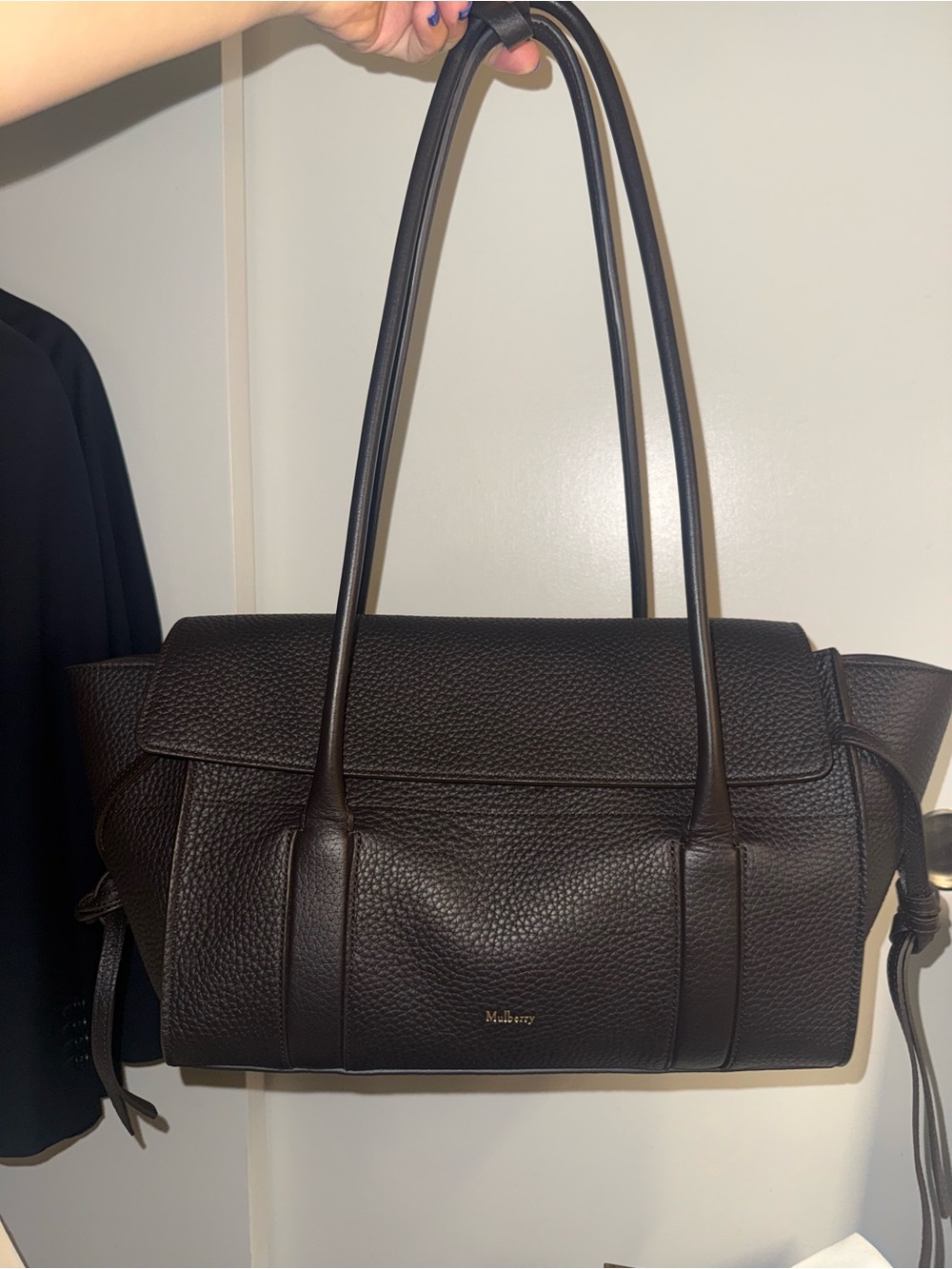 Mulberry Black Pebbled Leather Tote with Slim Shoulder Straps - Picture 3 of 7
